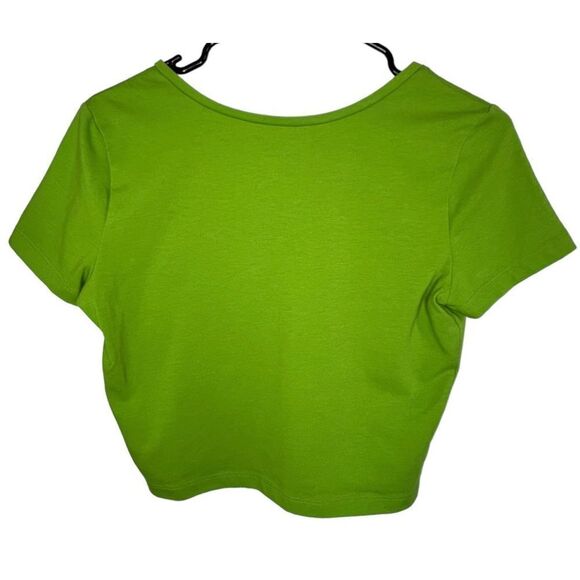 Wild Fable Lime Green V-Neck Short Sleeve Crop Top - Picture 3 of 4